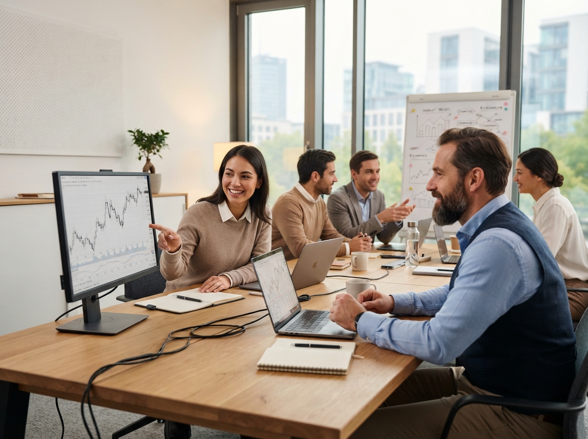 Trader AI Team bei der Analyse von Markt- und Portfoliodaten