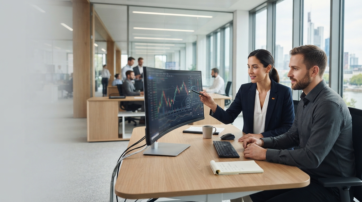 Trader AI Visualisierung vernetzter Datenpunkte zur Marktanalyse